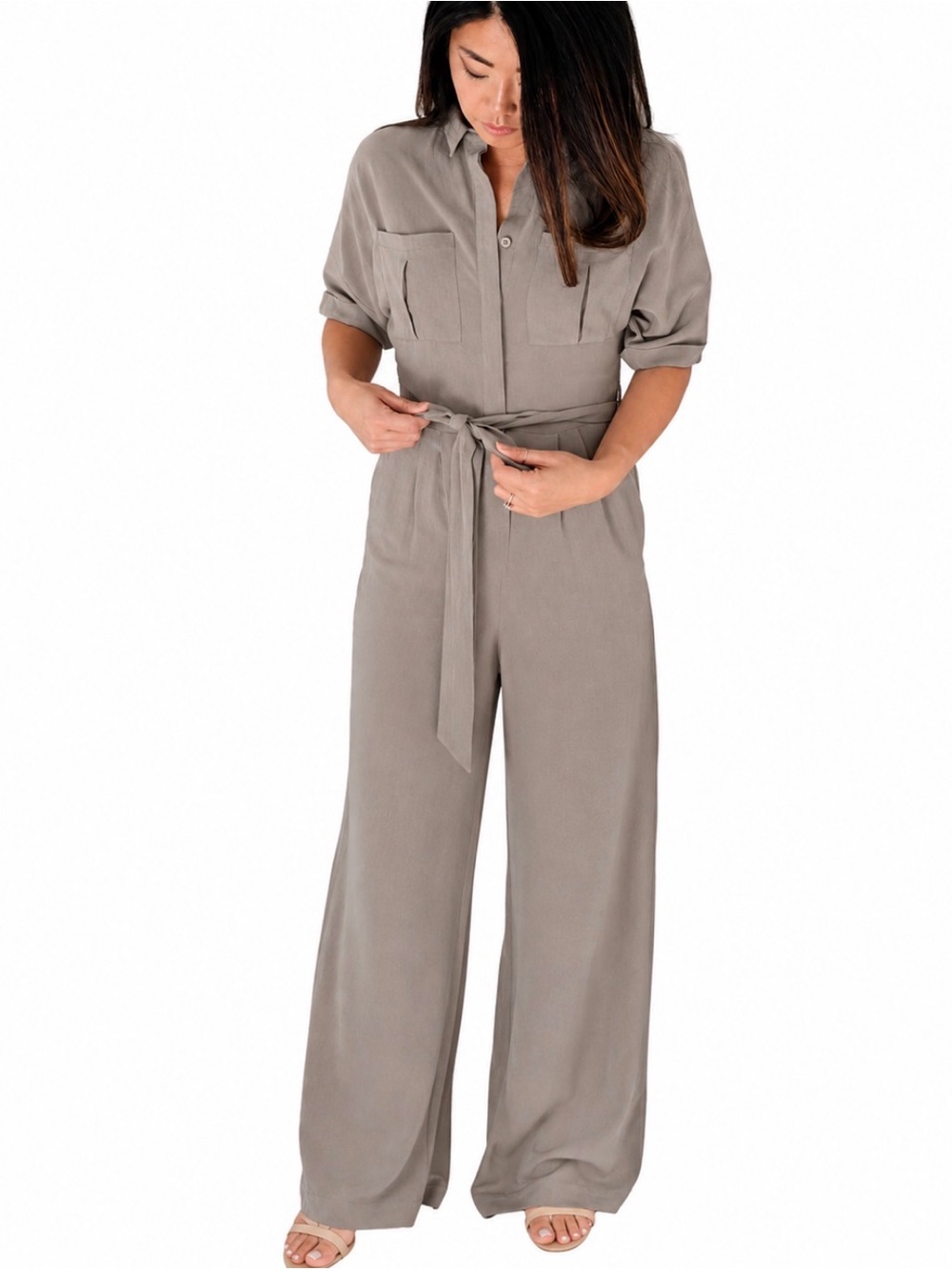 Grade & Gather Everyday Jumpsuit in Beige Twig Size Medium